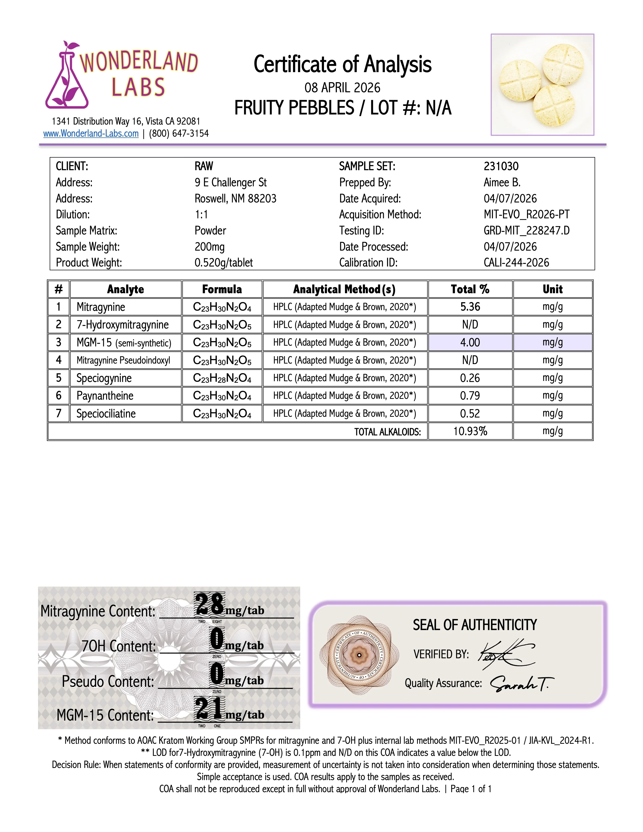 FRUITY PEBBLES MGM/MIT - TOTAL ALKS 51.2MG (17.5MG MGM/27.4MG MIT) - Image 6