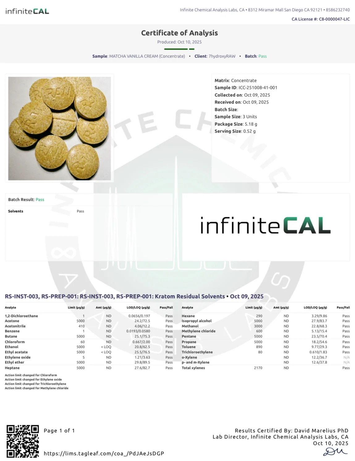 MATCHA VANILLA CREAM - TOTAL ALKS 49.8MG (23.7MG 7-OH/21.1MG MIT) - Image 9
