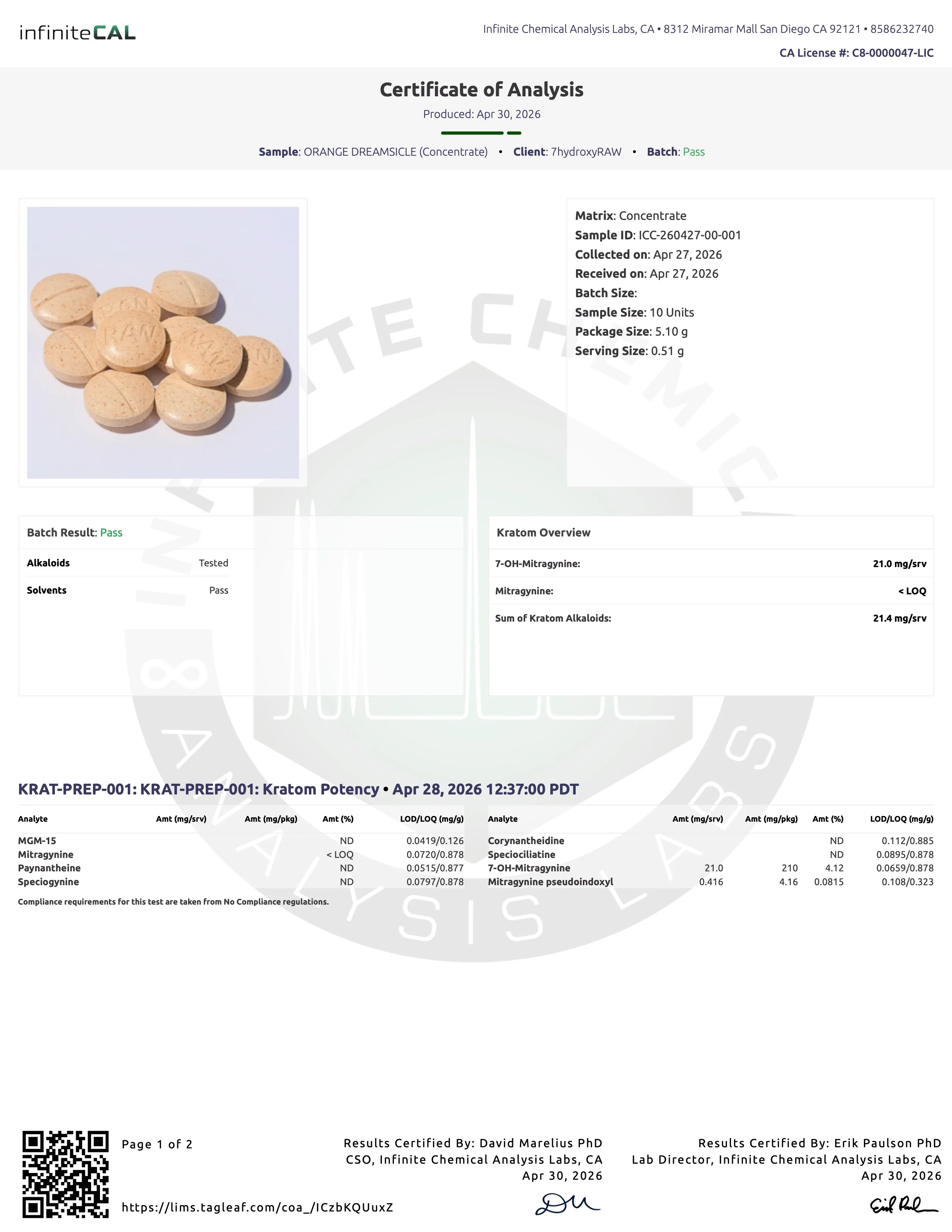 ORANGE DREAMSICLE (DYE-FREE) -  TOTAL ALKS 21.4MG (21MG 7-OH) - Image 3