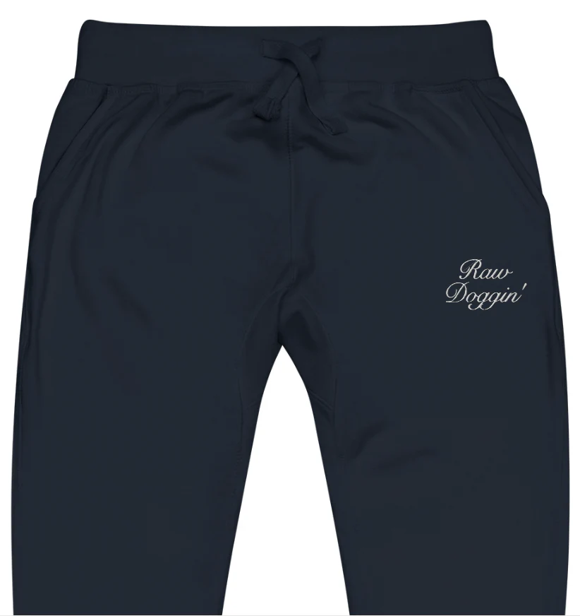 RAW DOGGIN' (WHITE EMBROIDERY) - Unisex Fleece Sweatpants