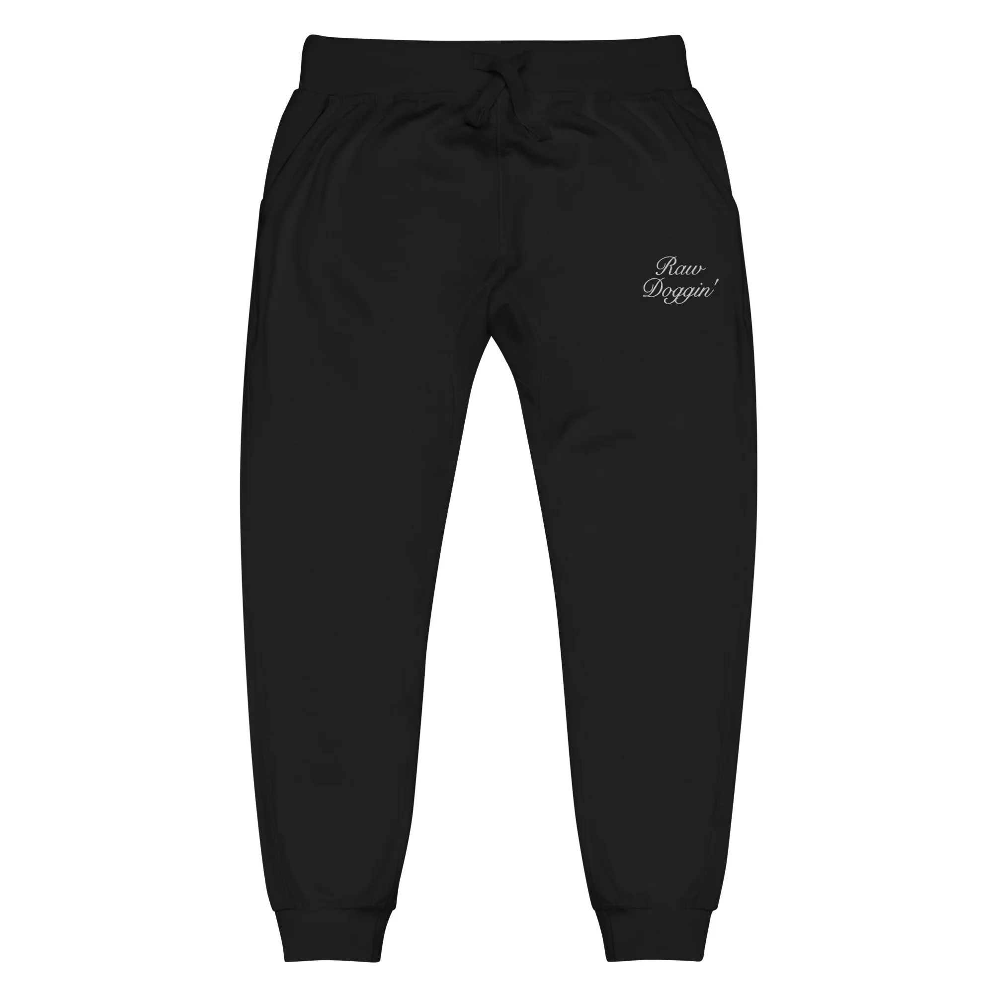 RAW DOGGIN' (WHITE EMBROIDERY) - Unisex Fleece Sweatpants - Image 3