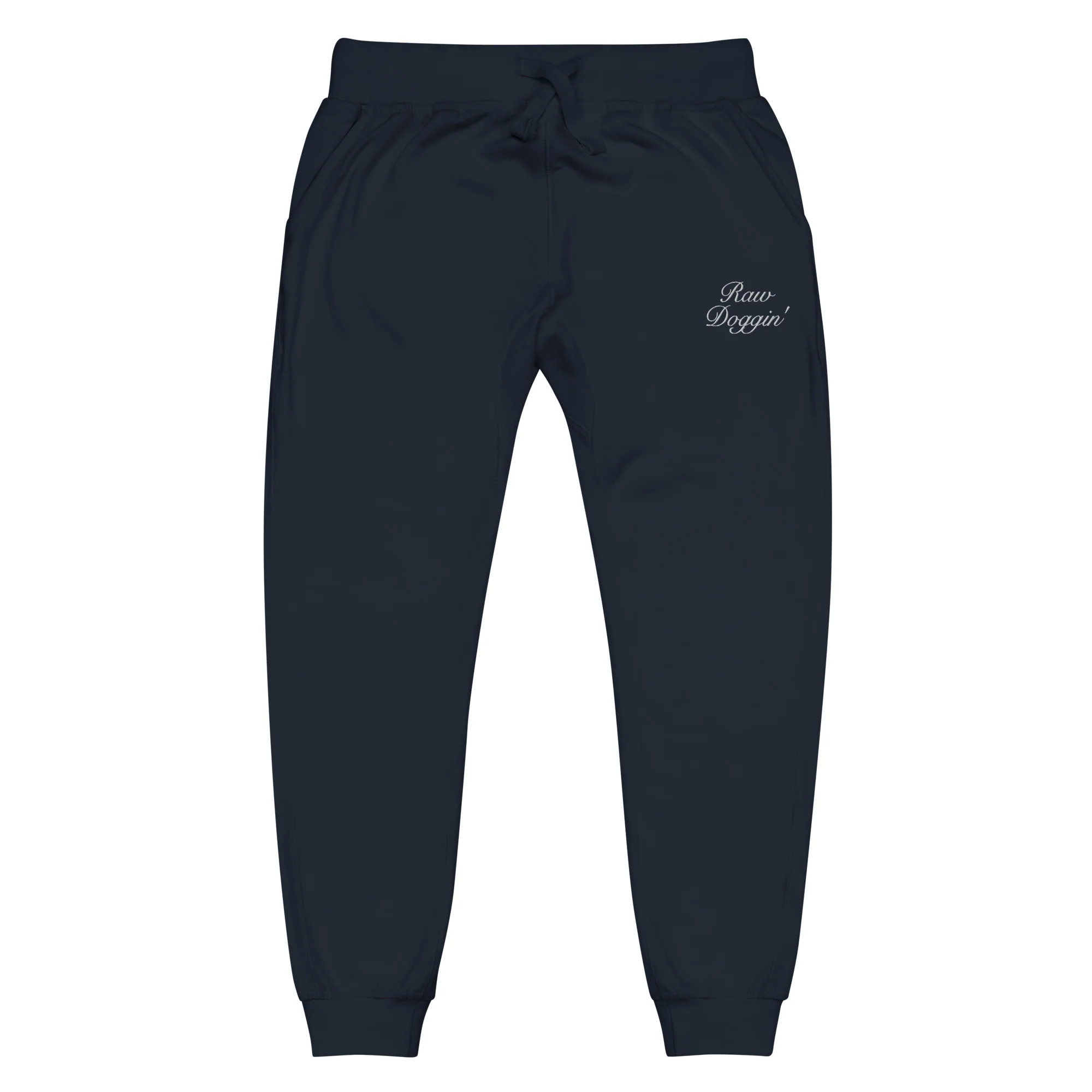 RAW DOGGIN' (WHITE EMBROIDERY) - Unisex Fleece Sweatpants - Image 4
