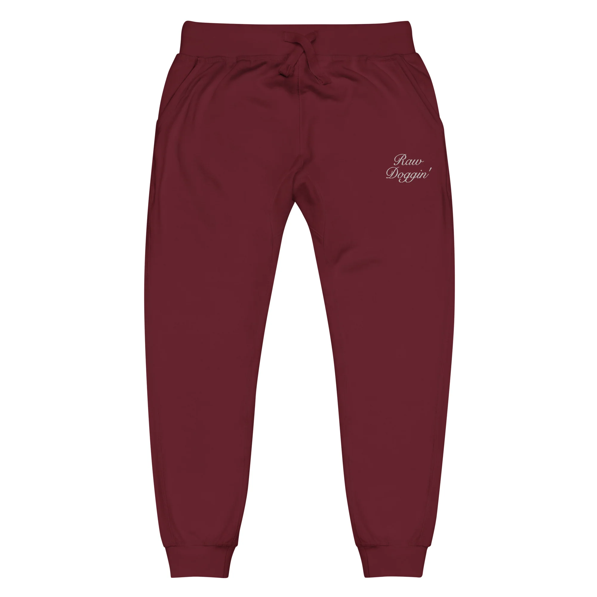 RAW DOGGIN' (WHITE EMBROIDERY) - Unisex Fleece Sweatpants - Image 5