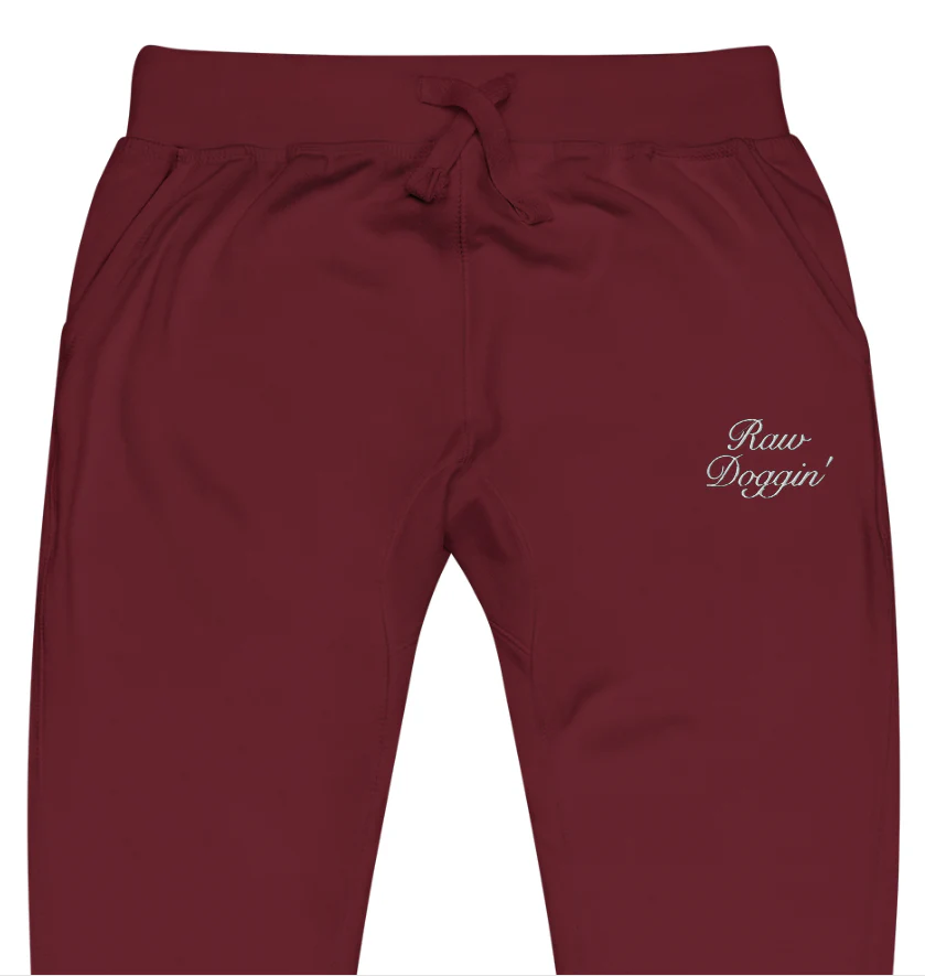 RAW DOGGIN' (WHITE EMBROIDERY) - Unisex Fleece Sweatpants - Image 8