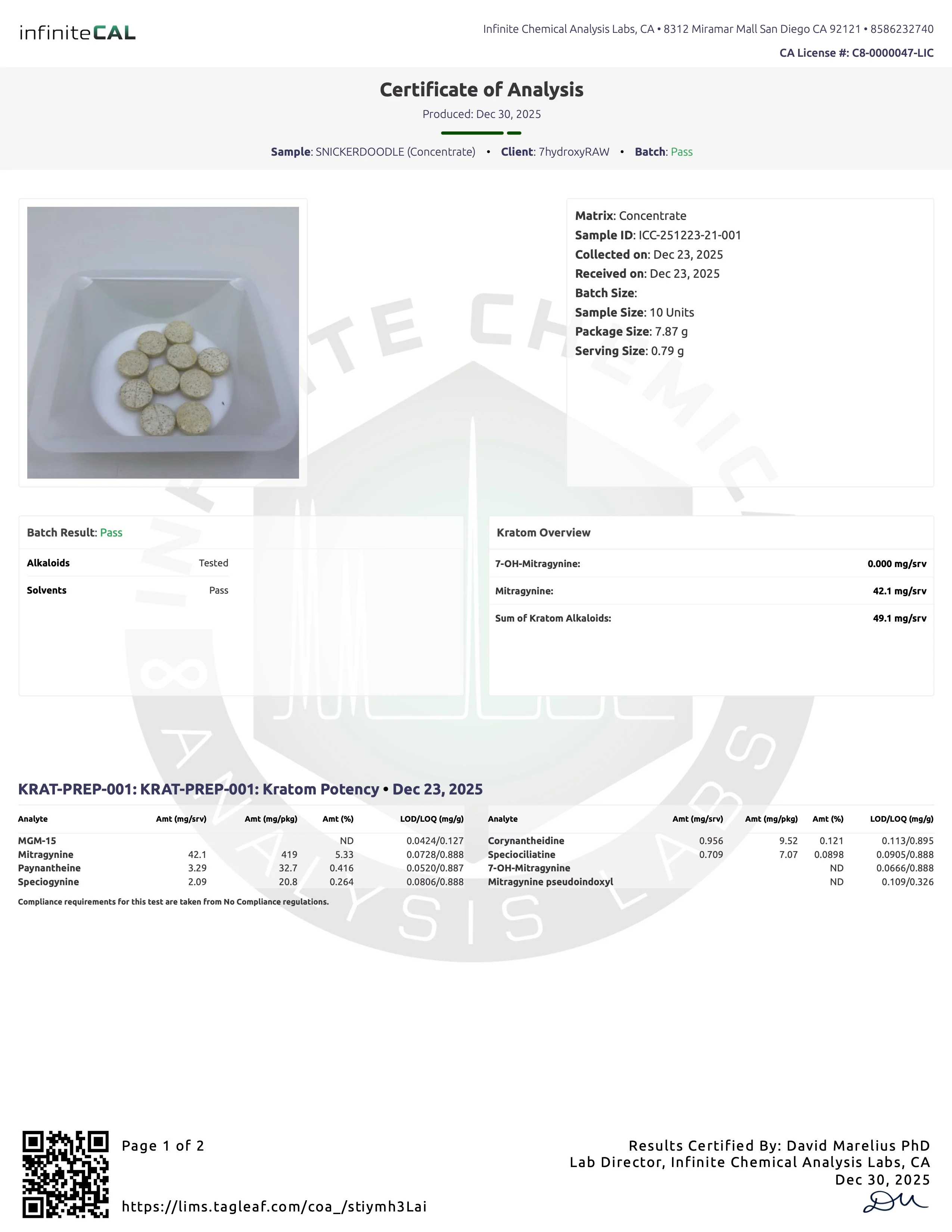 SNICKERDOODLE MIT TABS - TOTAL ALKS 52MG (41.7MG MIT) - NO 7-OH - Image 9