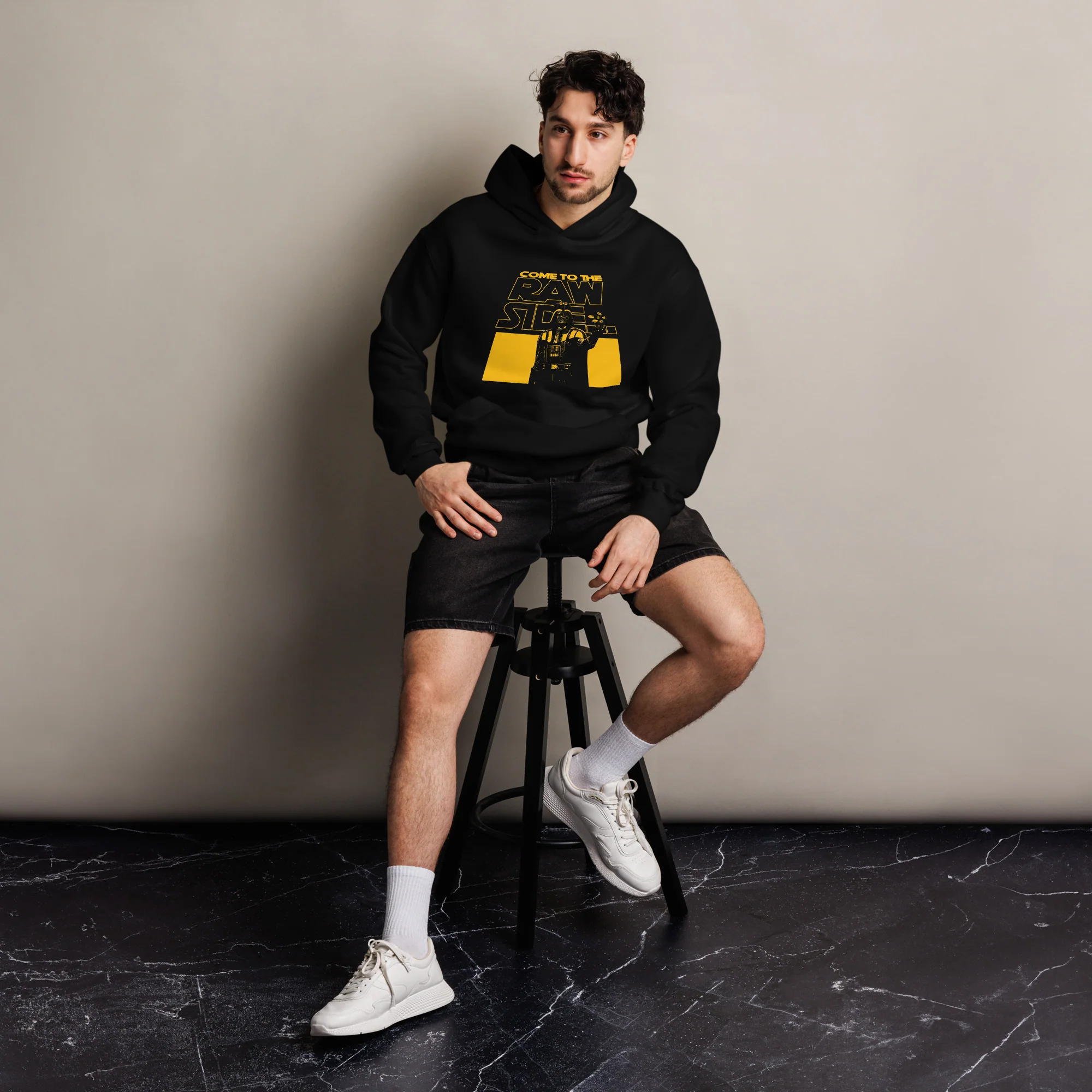 COME TO THE RAW SIDE (BLACK/GOLD) - Unisex Premium Oversized Hoodie - Image 5