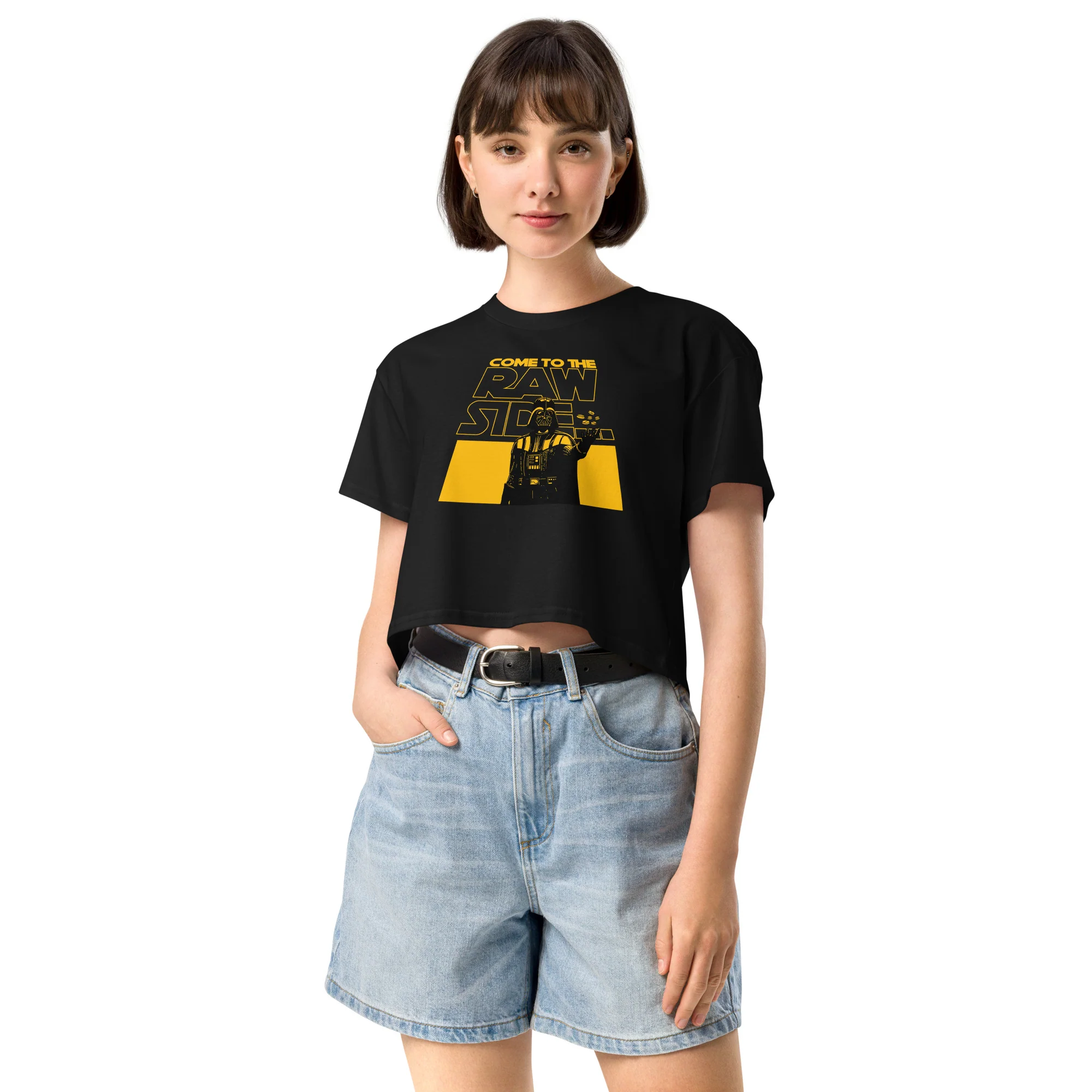 COME TO THE RAW SIDE (BLACK/GOLD) - Women’s Crop Top - Image 9