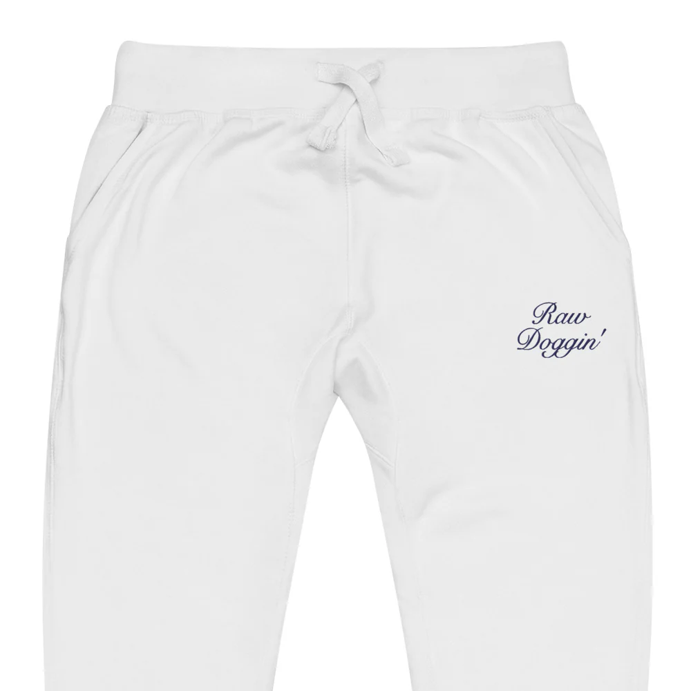 RAW DOGGIN' (NAVY BLUE EMBROIDERY) - Unisex Fleece Sweatpants