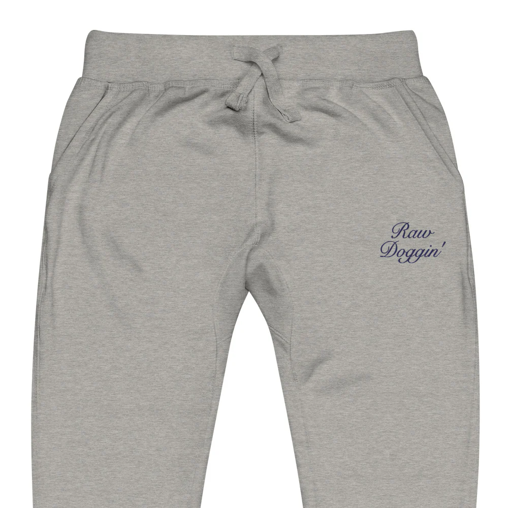 RAW DOGGIN' (NAVY BLUE EMBROIDERY) - Unisex Fleece Sweatpants - Image 10