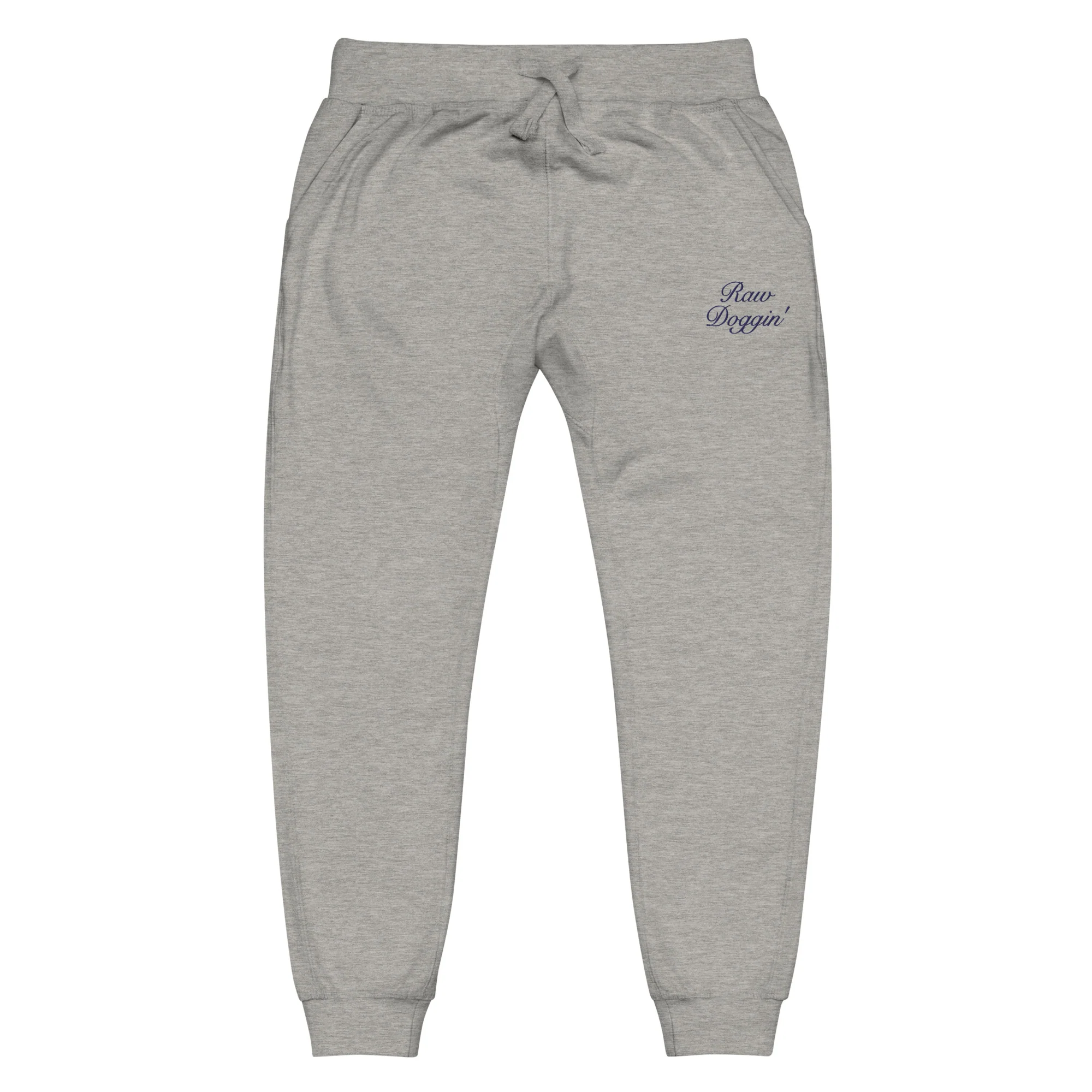 RAW DOGGIN' (NAVY BLUE EMBROIDERY) - Unisex Fleece Sweatpants - Image 2