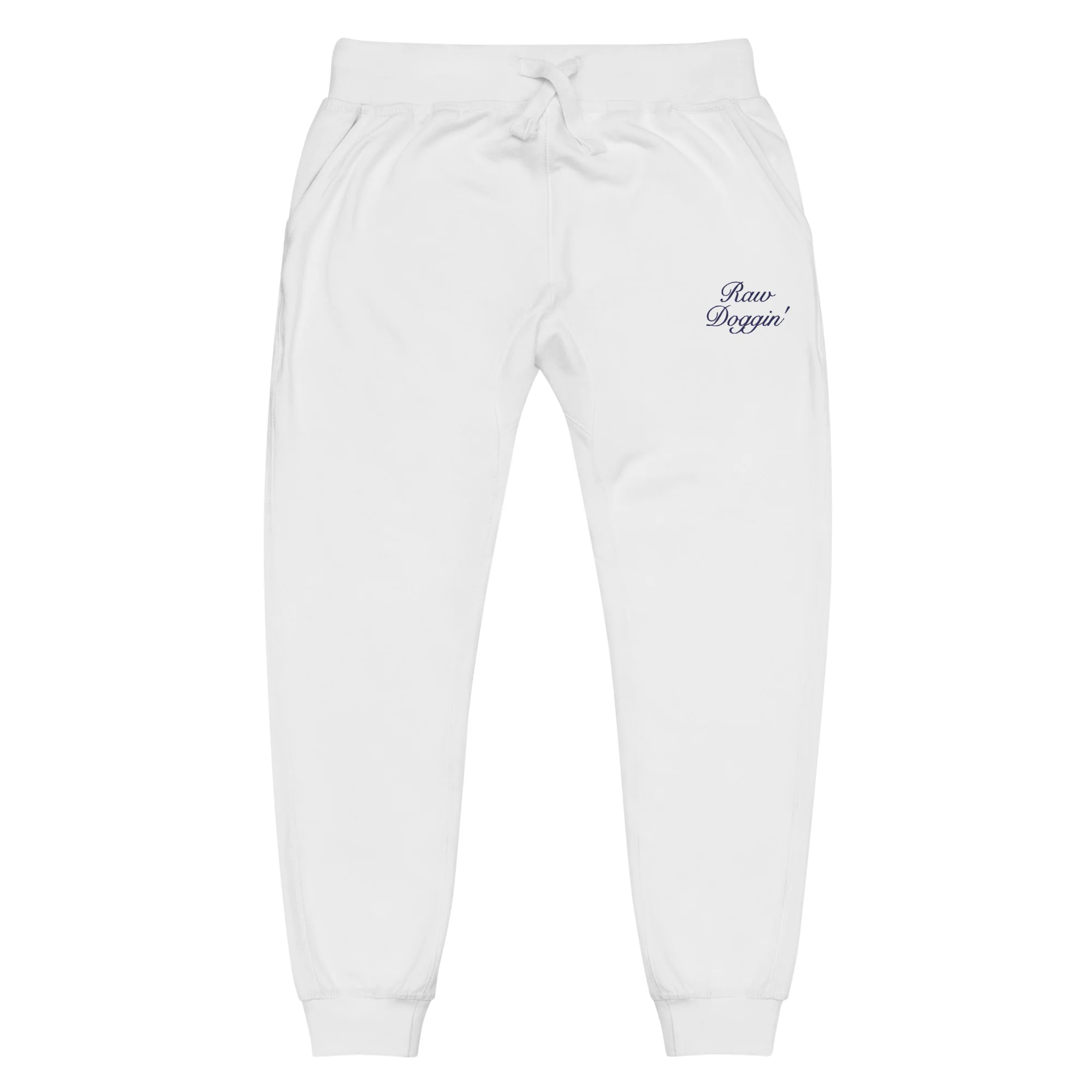 RAW DOGGIN' (NAVY BLUE EMBROIDERY) - Unisex Fleece Sweatpants - Image 3
